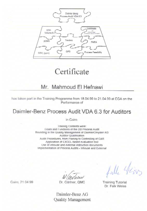 VDA6.3 auditor