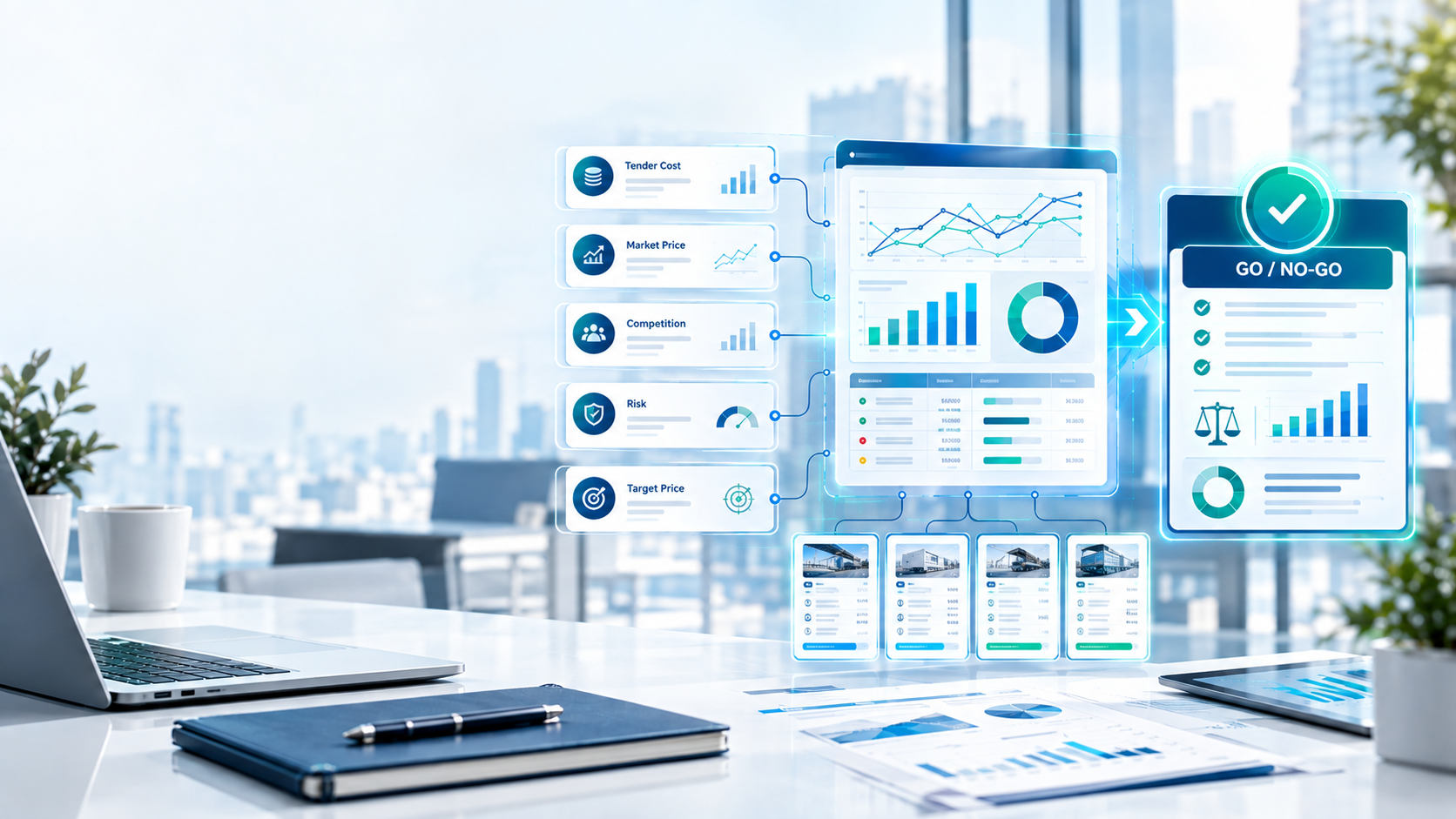 Tender pricing strategy balancing cost, competition, risk and target profit