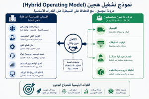 Hybrid operating model combining internal capabilities and outsourcing