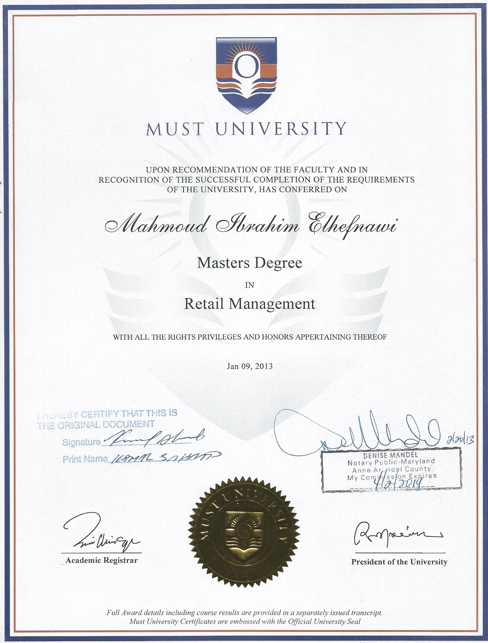 master degree retail management
